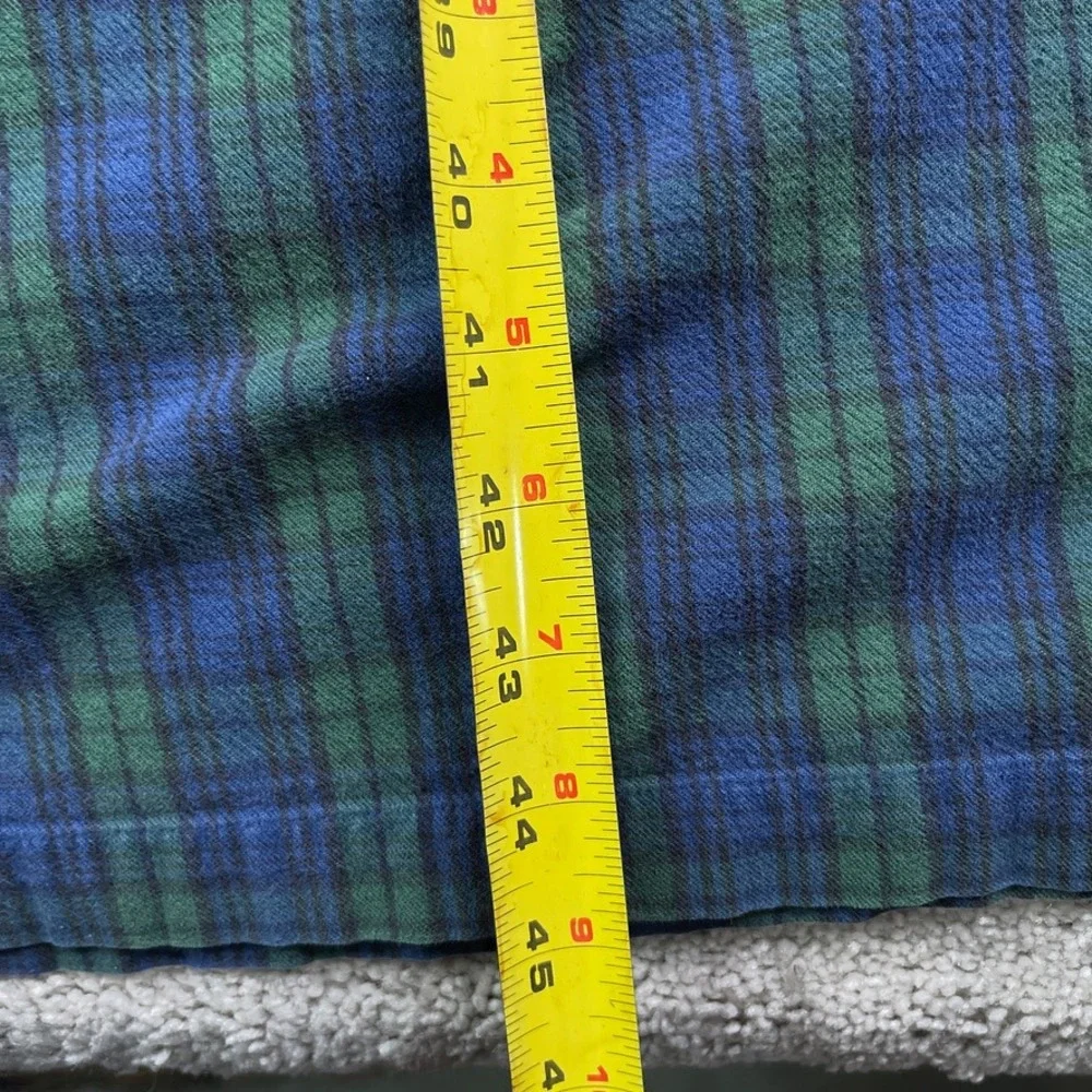 Vintage LL Bean Nightgown Womens Medium Green Blue Tartan Plaid Flannel Pajamas